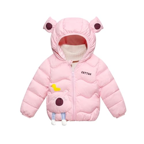 KODMNSW Winterjacke Mädchen Daunenjacke (1-6 Jahre) Niedlich Puffer Jacke Daunenmantel mit Kapuze Warm Winter Coat Kinder Outdoorjacke Baumwolljacke Pufferjacke Wintermantel Rosa 4 Jahre von KODMNSW
