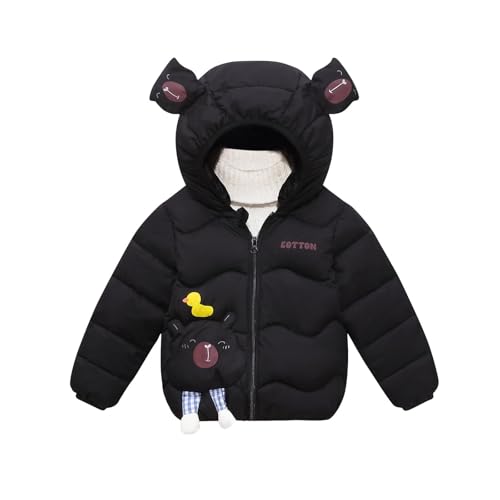 KODMNSW Winterjacke Mädchen Daunenjacke (1-6 Jahre) Niedlich Puffer Jacke Daunenmantel mit Kapuze Warm Winter Coat Kinder Outdoorjacke Baumwolljacke Pufferjacke Wintermantel Schwarz 2 Jahre von KODMNSW