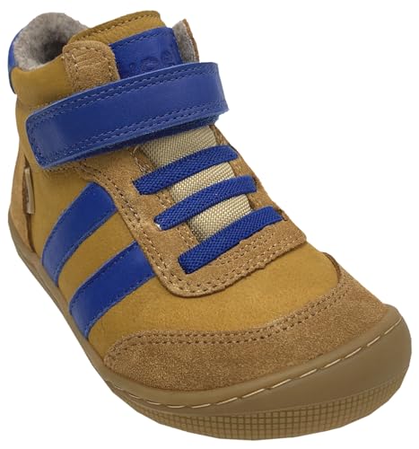 KOEL Barfußschuhe knöchelhoch Daniel 2.0 mit Wollfilz Futter + TEX Membran, Farbwahl 07T054.123 (550 Cognac/Kobaltblau, Siehe Maßtabelle, EU Schuhgrößensystem, Grundschulkind, Numerisch, M, 32) von KOEL