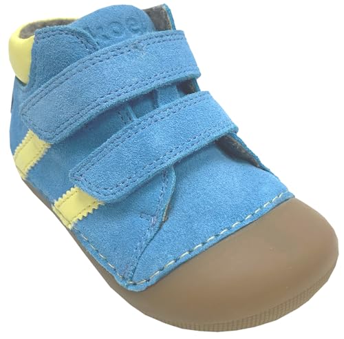 KOEL Knautschige Barfußschuhe aus Nubukleder + Merino Wollfutter Modell Austin Farbwahl (170 Jeans/Cyan, EU Schuhgrößensystem, Kleinkind, Numerisch, Breit, 22) von KOEL