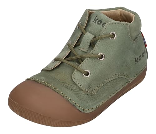 KOEL Super weiche Laufanfänger Barfußschuhe Leder in Jeans, Oliv oder Old Pink Schnürer v 09M001.121 (Olive, EU Schuhgrößensystem, Kleinkind, Numerisch, Breit, 22) von KOEL