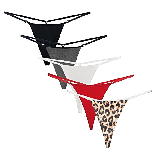 KOEMCY 5 Stück Unterhosen Damen String Tanga Slips Mehrpack Pantys Nahtlos Hipster Baumwolle Unterwäsche Atmungsaktiv Unsichtbar Alltag von KOEMCY