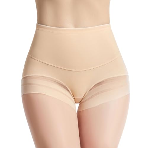 KOEMCY Bauchweg Unterhose Damen Miederhose Hohe Taille Unterwäsche Figurenformend Leichte Bauchkontrolle Nahtlose Unter Kleid Kurze Unterwäsche (Teint/S) von KOEMCY