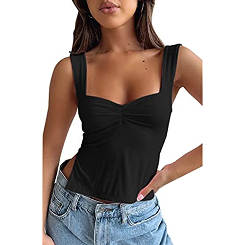 KOEMCY Tank Top Damen Sweetheart Ausschnitt Tops Sommer Ärmellos Trägertop Basic Tops Elegant Neckholder Oberteile Spaghettiträger Ärmelloses Shirt Sport Achselshirts Trägershirt von KOEMCY