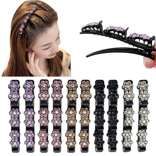 KOEMCY 10 Stück Blumenform Haarklammern Strass Haarspangen Glänzende Kristall Haarnadeln Rutschfeste Haargriffe Damen Mädchen Haaraccessoires von KOEMCY