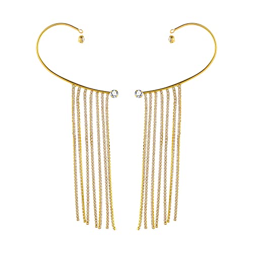 KOEMCY Ohrwickel Ohrringe Stern Schmetterling Manschetten Ohrringe Perle Quaste Dangle Ohrringe Manschette Ohrclips Haken Ohr Wickeln Ohrring Kein Piercing Ohrringe für Frauen Mädchen (Gold-1) von KOEMCY