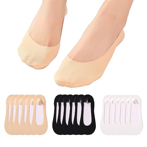 KOEMCY Unsichtbare Füßlinge Damen 9 Paar No Show Socken Sportsocken mit Rutschfeste Silikonstreifen Low Cut Füßlinge für Sneakers Loafer High Heel #B von KOEMCY