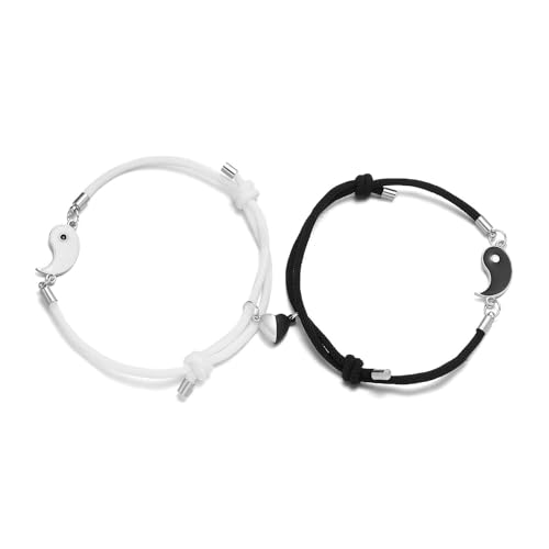 Personalisierte Paar-Armbänder für Damen und Herren, verstellbares Seil, Paar-Armbänder, Herz, passende Armbänder, Stern, Mond, Yin, Yang, geflochtene Armbänder für Sie und Ihn von KOFISNI