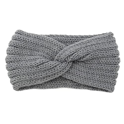 Warme silberne Schnur gestrickt Kreuz Haarband Sport Stirnband Plüsch Gehörschutz Stirnband Wolle Stirnbänder for Frauen Winter 1St (Color : B gray) von KOFORD