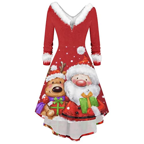 KOG Damen Weihnachtskleid Elegant Langarm Vintage Weihnachtskleider Damen Kleid Damen Abendkleider Lang Kleider Frauen Hochzeitskleider Christmas Dresses Meine Bestellungen Anzeigen Armeegrün S von KOG