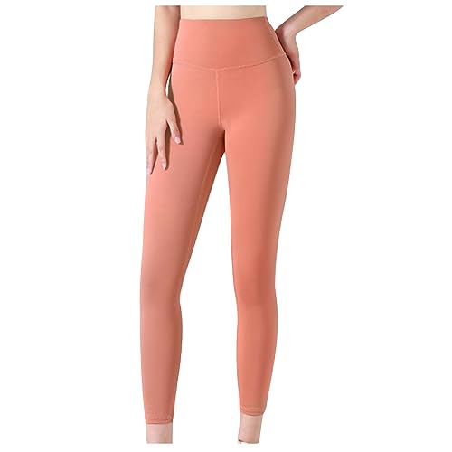 KOG Amazon Gutschein Damen Leggings High Waist Sportleggins Sexy Gym Leggings Shapewear Wanderhose Frauen Jogginghose Sporthose Leichte Gym Hose Oversize Tanzhose Gutscheine Orange XXL von KOG