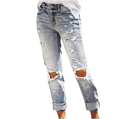 KOG Amazon Gutschein Jeans Damen Hosen Jeanshose Freizeit Sommerhose Baumwolle Sommer Cargo Hosen Frau Outdoor Hosen Einfarbig Lounge Stretch Kurzgrößen Loungehose Outlet Amazon Grau XXL von KOG