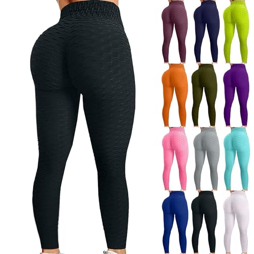 KOG Angebote Leggings Damen High Waist Sportleggins Elegant Gym Leggings Elegante Sporthose Frau Jogginghosen Grafik Sport Hose Freizeit Wanderhosen Trekkinghose Sale Damen Schwarz M von KOG