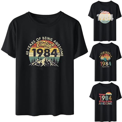 KOG Angebote des Tages Heute Blitzangebote Vintage 1984 40 Geburtstag Damen Tshirts Muttertag 40 Geburtstag Frau Bekleidung Oversized Amazon Warehouse Deal Schwarz XXL von KOG