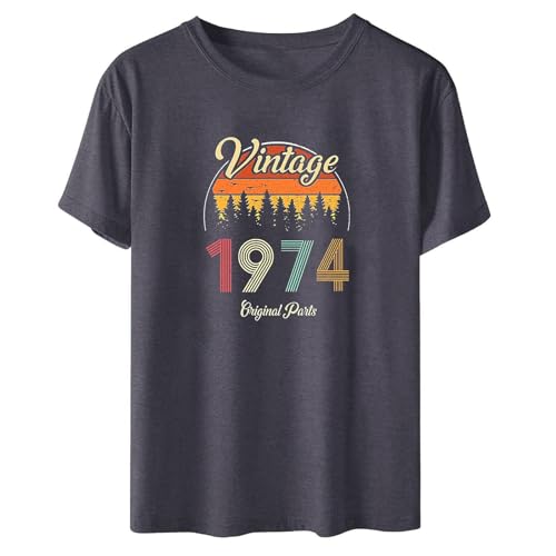 KOG Angebote des Tages Heute Vintage 1974 50 Geburtstag Damen Tshirts Muttertag 50 Geburtstag Frau Bekleidung Oversized Amazon Basics Grau XL von KOG