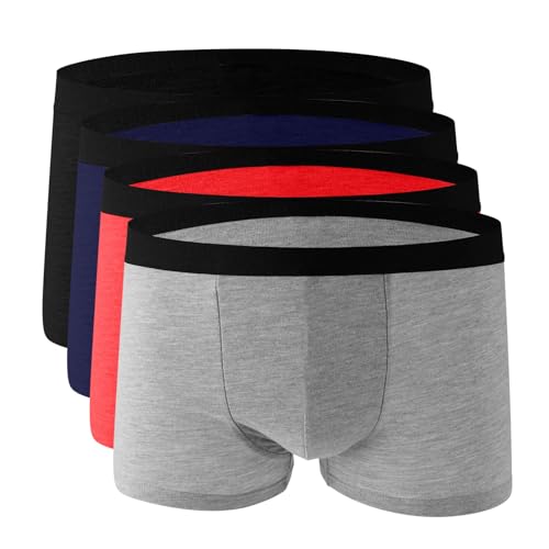 KOG Boxershorts Herren 4er Set Pack Unterhosen Männer Unterwäsche Baumwolle Herrenunterhosen Amarican Boxershorts Jungen Retroshorts Ohne Kratzenden Zettel Boxer Shorts 4XL von KOG
