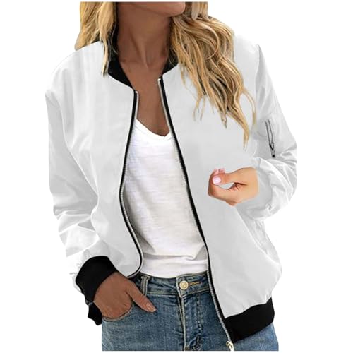 KOG Damen Regenjacke Wasserdicht Outdoorjacke Freizeit Funktionsjacke Festival Jacke Einfarbig Bekleidung Kapuzenjacke Fashion Regenjacken Oversized Jacken Frauen Wanderjacke Weiß M von KOG
