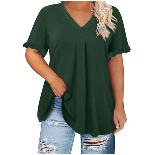 KOG Damen Tshirt Casual Einfarbige Bluse Vintage Baumwolle Oberteile Frau Bekleidung Sommer Einfarbig T-Shirts Gutscheine Teenager Rundhals Freizeit Tshirts Warehouse Deal Grün 3XL KOG Damen Tshirt Casual Einfarbige Bluse Vintage Baumwolle Oberteile Frau Bekleidung Sommer Einfarbig T-Shirts Gutscheine Teenager Rundhals Freizeit Tshirts Warehouse Deal Grün 3XL von KOG