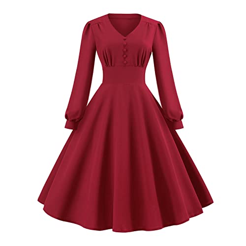 KOG Damen Weihnachtskleid Elegant Langarm Minikleid Weihnachtskleider Damen Frühlingskleid Umstandskleid Kleider Frauen Etuikleid Christmas Dresses Mädchen Rot Meine Bestellungen Anzeigen Rot M von KOG