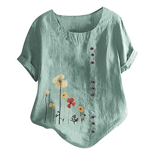 KOG Damenmode Sale Damen Tshirt Sommer Leinenshirt Bekleidung Vintage Baumwolle Oberteil Frau Blusen Fashion Tie-Dye Muster Tshirts Rundhals Casual Tank Blitzangebote des Tages Minzgrün 4XL KOG Damenmode Sale Damen Tshirt Sommer Leinenshirt Bekleidung Vintage Baumwolle Oberteil Frau Blusen Fashion Tie-Dye Muster Tshirts Rundhals Casual Tank Blitzangebote des Tages Minzgrün 4XL von KOG