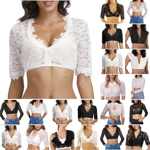 KOG Dirndl Bluse Damen Elegante Trachtenbluse Oktoberfest Outfit Frauen Dirndlbluse Spitze Dirndlblusen Teenager Mädchen Spitzenbluse Trachtenblusen Bayrische Bolero Festliche Blusen Weiß 3XL KOG Dirndl Bluse Damen Elegante Trachtenbluse Oktoberfest Outfit Frauen Dirndlbluse Spitze Dirndlblusen Teenager Mädchen Spitzenbluse Trachtenblusen Bayrische Bolero Festliche Blusen Weiß 3XL von KOG