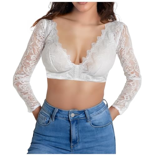 KOG Dirndl Bluse Damen Elegante Trachtenbluse Oktoberfest Outfit Frauen Dirndlbluse Spitze Dirndlblusen Teenager Mädchen Spitzenbluse Trachtenblusen Bayrische Bolero Festliche Blusen Weiß XXL KOG Dirndl Bluse Damen Elegante Trachtenbluse Oktoberfest Outfit Frauen Dirndlbluse Spitze Dirndlblusen Teenager Mädchen Spitzenbluse Trachtenblusen Bayrische Bolero Festliche Blusen Weiß XXL von KOG