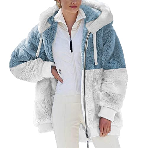 KOG Fleecejacke Damen Herbstjacke Mode Fleecepullover Teddyjacke Einfarbig Bekleidung Frauen Hoodie Jacke Jacke Sale Damen Wollmantel Steppjacke Baumwolle Warehouse Deals Angebote Weiß 5XL von KOG