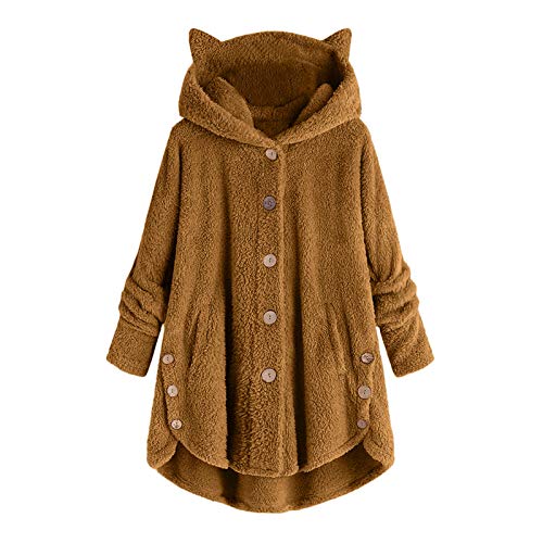 KOG Fleecejacke Damen Winterjacke Warmes Fleecejacken Cordjacke Einfarbige Bekleidung Kapuzenmantel übergangsmantel Warehouse Deal Frau Steppjacke Baumwolle Gutschein Khaki M von KOG