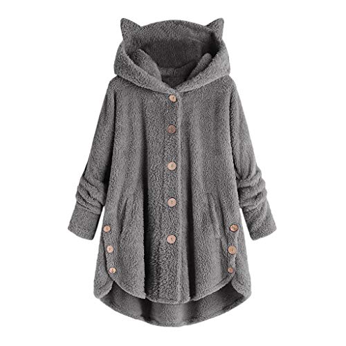 KOG Fleecejacke Damen Wintermantel Warm Teddyjacke Cordjacke Einfarbige Bekleidung Teenager Mädchen Jacken Amazon Warehouse Deal Hemdjacke Daunenjacken Baumwolle Outlet Amazon Dunkelgrau 5XL von KOG