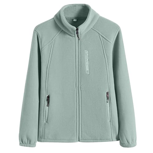 KOG Fleecejacke für Damen Winterjacke Warm Wollmantel Vliesjacke Einfarbige Kleidung Teenager Pullover übergangsjacken Teddy Jacken Frauen Softshellmantel Trainingsjacke Parka Mintgrün XXL von KOG
