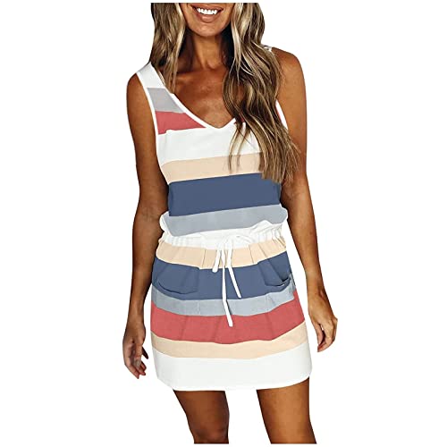 KOG Gutschein Amazon Sommerkleider Sommerkleid für Damen 2024 Shirtkleid Grafik Frau Sommer Tunika Kleid Langes Frauen Kleid Blusenkleider Baumwolle Kleid Hochzeitsgast Amazon Basics Blau M von KOG