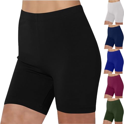 KOG Gutscheine Damen Shorts Kurze Leggings High Waist Baumwolle Sommer Hosen Radlerhose Kurze Sporthose Blickdicht Sportshorts Trainingshose Gym Shorts Yoga Shorts Unterhosen Prime Schwarz M von KOG