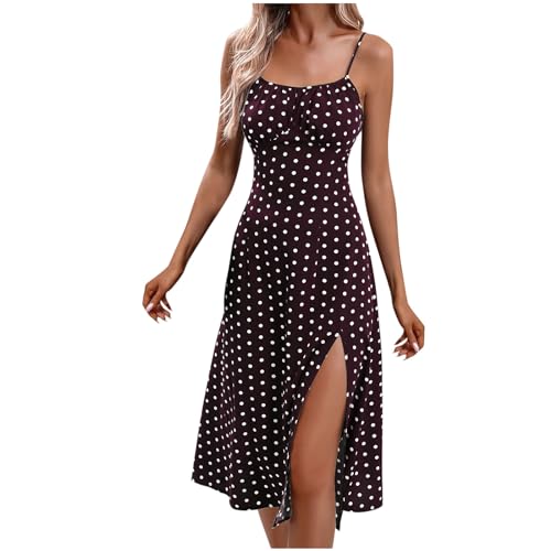 KOG Gutscheine Sommerkleider Sommerkleid für Damen 2024 Hawaii Kleid Einfarbig Frau Mode Tunika Kleid Lange Frau Freizeitkleider Kleid Baumwolle Kleider Hochzeitsgast Outlet Amazon Lila M von KOG