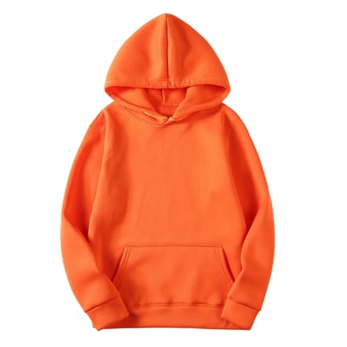 KOG Hoodie Damen Baumwolle Hooded Sweatshirt Einfarbig Sweatshirt mit Kapuze Elegant Bekleidung Teenager Mädchen Pullover Warm Oberteile Retro Casual Slim Fit Hoodies Orange L von KOG