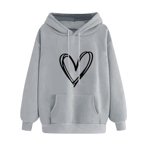 KOG Hoodie Damen Baumwolle Kapuzenpullover Einfarbige Hooded Sweatshirt Warmes Pullover Frau Hoodies Winter Oberteile Elegante Frauen Warm Slim Fit Bekleidung Grau M von KOG