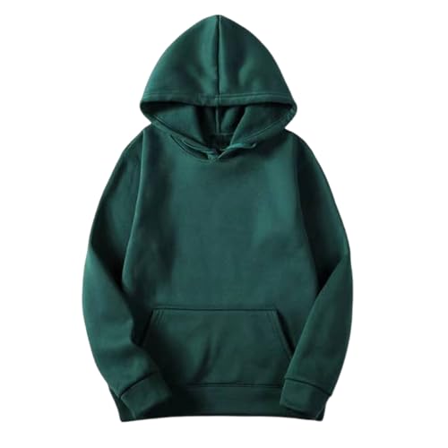 KOG Hoodie Damen Baumwolle Sweatshirt mit Kapuze Einfarbig Kapuzenpullover Elegant Hooded Sweatshirt Frauen Oberteile Elegante Langarmshirt Warme Locker Kleidung Armeegrün XXL von KOG