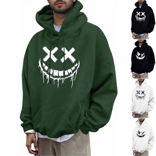 KOG Hoodie Herren Fashion Hooded Sweatshirt Mode Motiv Sweatshirt mit Kapuze Warmes Bekleidung Jungen Hoodies Mode Kapuzenjacke Basic Regular Langarmshirt Baumwolle Kapuzenpullover Armeegrün XL von KOG