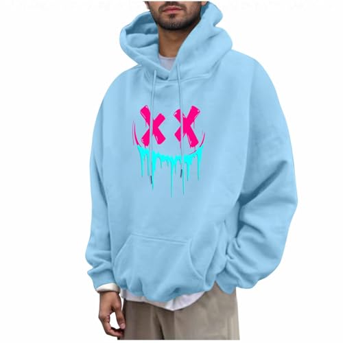 KOG Hoodie Herren Fashion Kapuzenpullover Mode Motiv Sweatshirt mit Kapuze Mode Kapuzenjacke Männer Hoodies Warme Jungen Herbst Große Größen Hooded Sweatshirt Baumwolle Oberteile Hellblau M von KOG