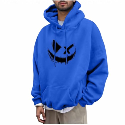 KOG Hoodie Herren Herbst Hooded Sweatshirt Tie-Dye Muster Kapuzenpullover Warme Sweatshirt mit Kapuze Mode Oberteile Freizeit Männer Warm Regular Kleidung Baumwolle Pullover Blau XXL von KOG