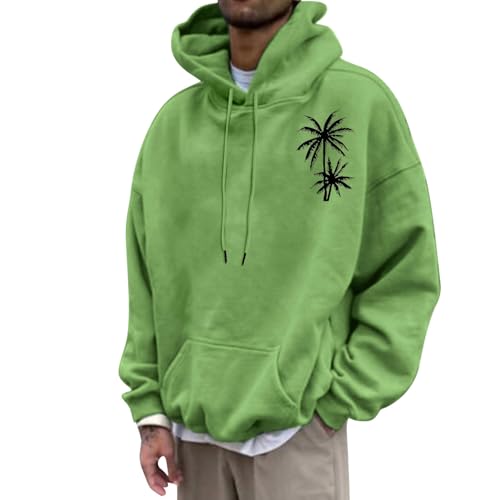 KOG Hoodie Herren Warm Sweatshirt mit Kapuze Tie-Dye Muster Kapuzenpullover Freizeit Oberteil Männer Streetwear Kleidung Winter Mode Große Größen Langarmshirt Baumwolle Pullover Grün XXL von KOG