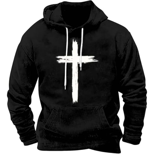 KOG Hoodie Herren Warmes Kapuzenpullover Mode Motiv Sweatshirt mit Kapuze Herbst Bekleidung Junge Kleidung Fashion Hoodies Mode Männer 2025 Oberteil Baumwolle Langarmshirt Schwarz 3XL von KOG