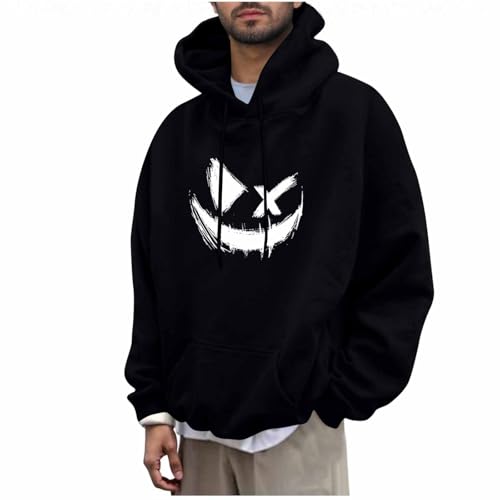 KOG Hoodie Herren Warmes Sweatshirt mit Kapuze Grafik Hooded Sweatshirt Fashion Kapuzenpullover Junge Casual Langarmshirt Mode Jungen Winter Regular Kapuzenjacke Baumwolle Oberteil Schwarz XXL von KOG
