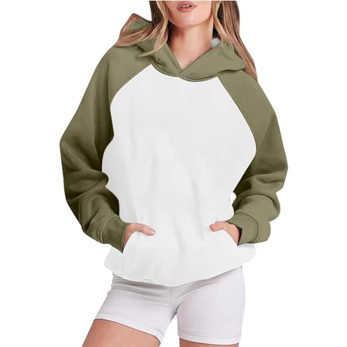 KOG Hoodie für Damen Baumwolle Hoodies Einfarbige Sweatshirt mit Kapuze Warmes Pullover Kleidung Fashion Oberteil Warm Teenager Mädchen Freizeit Oversized Langarmshirt Bekleidung Braun L von KOG