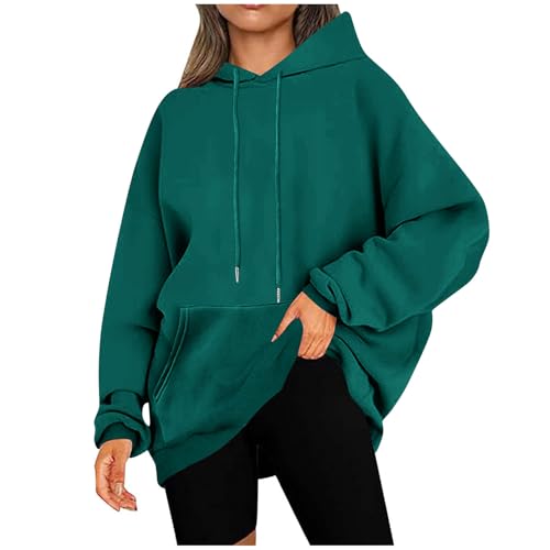 KOG Hoodie für Damen Baumwolle Kapuzenpullover Einfarbige Hoodies Warme Kleidung Pullover Casual Retro Teenager Mädchen Fashion Oversized Sweatshirt mit Kapuze Mehrfarbig 5XL von KOG