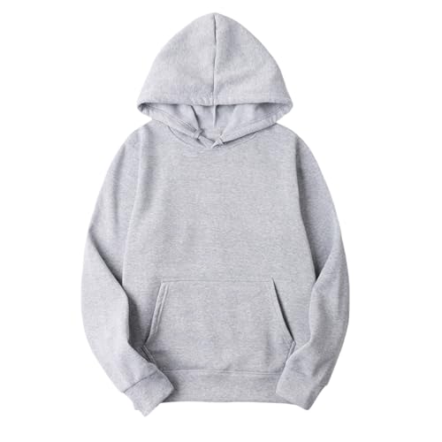 KOG Hoodie für Damen Baumwolle Kapuzenpullover Einfarbige Sweatshirt mit Kapuze Mode Pullover Teenager Mädchen Hoodies Elegante Bekleidung Retro Fashion Regular Grau 3XL KOG Hoodie für Damen Baumwolle Kapuzenpullover Einfarbige Sweatshirt mit Kapuze Mode Pullover Teenager Mädchen Hoodies Elegante Bekleidung Retro Fashion Regular Grau 3XL von KOG