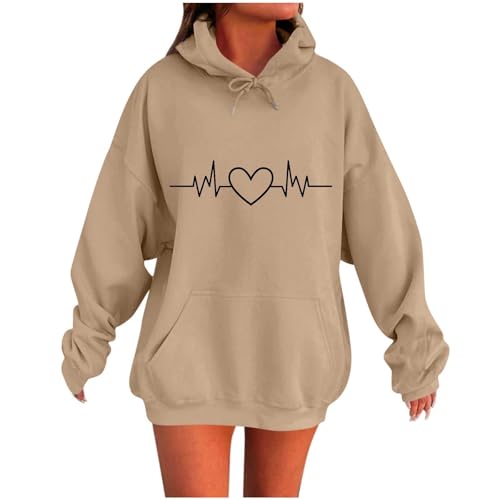KOG Hoodie für Damen Baumwolle Kapuzenpullover Tie-Dye Muster Sweatshirt mit Kapuze Basic Hooded Sweatshirt Frau Bekleidung Fashion Winter Frauen Warm Slim Fit Pullover Kleidung Khaki M KOG Hoodie für Damen Baumwolle Kapuzenpullover Tie-Dye Muster Sweatshirt mit Kapuze Basic Hooded Sweatshirt Frau Bekleidung Fashion Winter Frauen Warm Slim Fit Pullover Kleidung Khaki M von KOG