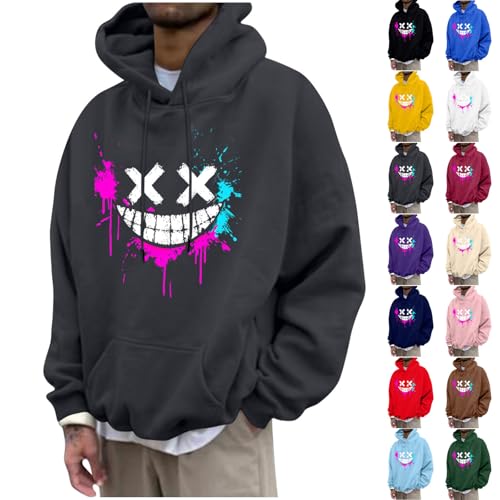 KOG Hoodie für Herren 2025 Hooded Sweatshirt Mode Motiv Hoodies Warme Streetwear Kapuzenpullover Freizeit Kapuzenjacke Mode Männer Casual Regular Langarmshirt Baumwolle Pullover Dunkelgrau M von KOG