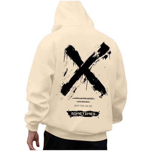 KOG Hoodie für Herren Backprint Kapuzenpullover Tie-Dye Muster Hooded Sweatshirt Basic Teenager Bekleidung Kapuzenjacke Freizeit Junge Sweatshirt mit Kapuze Baumwolle Oberteil Beige L von KOG