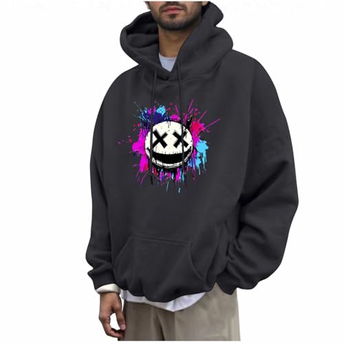 KOG Hoodie für Herren Basic Hoodies Tie-Dye Muster Hooded Sweatshirt Warm Kapuzenjacke Teenager Bekleidung Herbst Langarmshirt Warme Männer Winter Oversize Kleidung Baumwolle Oberteil Dunkelgrau S von KOG