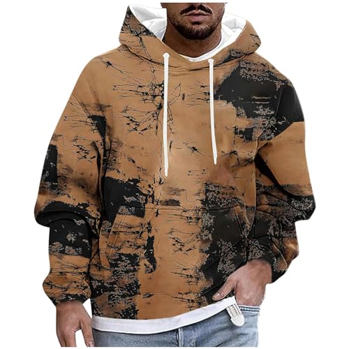 KOG Hoodie für Herren Freizeit Kapuzenpullover Grafik Drucken Hooded Sweatshirt 2025 Junge Kleidung Warme Kapuzenjacke Fashion Teenager Basic Langarmshirt Baumwolle Oberteile Kaffee XXL von KOG